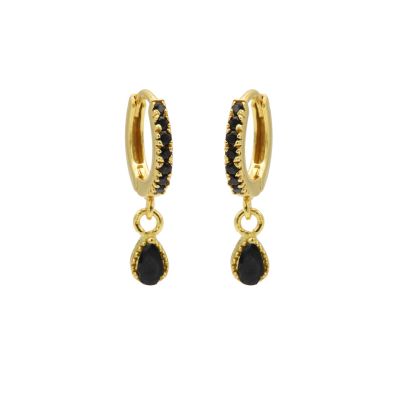 Zirconia Black Hinged Hoops Drop