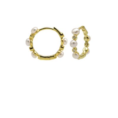 Plain Hinged Hoops Sparkly Pearl 15MM