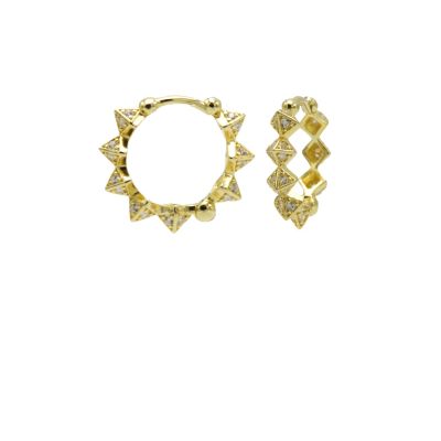 Plain Hinged Hoops Diamond Spike 15MM