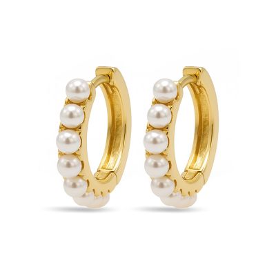 Plain Hinged Hoops Pretty Pearls 14MM