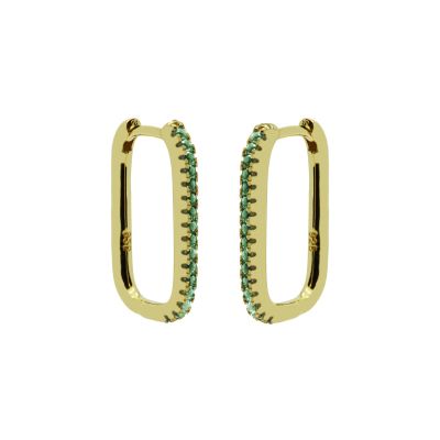 Plain Zirconia EMERALD GREEN Hinged Hoops Round Square 20MM