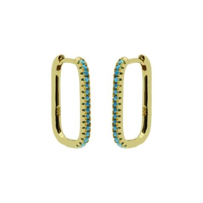 Plain Zirconia TURQUOISE Hinged Hoops Round Square 20MM