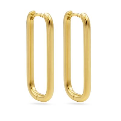 Plain Hinged Hoops Long Round Square 24MM