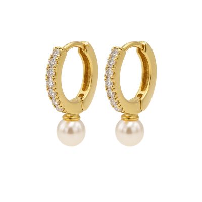 Plain Zirconia Hinged Hoops Solid Pearl 12MM