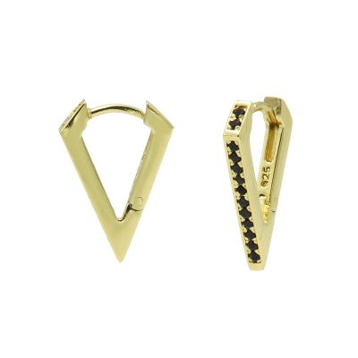 Plain Hinged Hoops Black Zirconia V 15MM