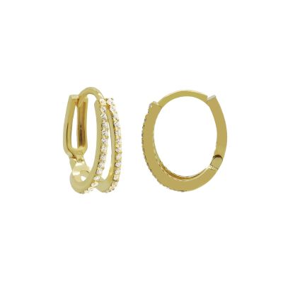 Hinged Hoops Zirconia Double Row Zirconia
