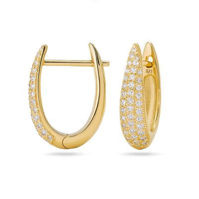 Plain Zirconia Hinged Hoops Open Oval