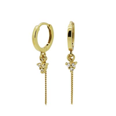 Hinged Hoops Triple Zirconia Chain