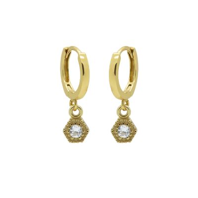 Hinged Hoops Symbols Zirconia Hexagon