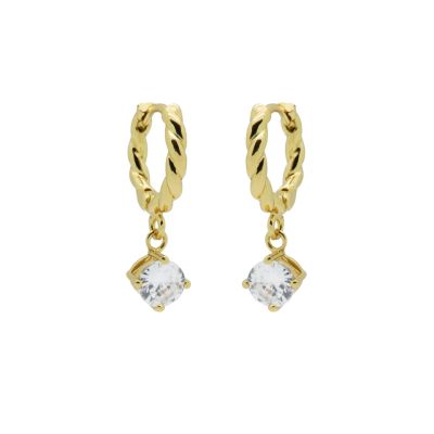 Hinged Twisted Hoops Single Zirconia