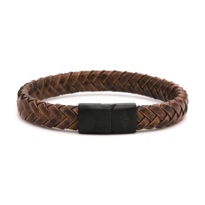 Leather Bracelet VICTORIAN Cognac 10MM Black