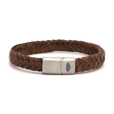 Leather Bracelet VICTORIAN Cognac 10MM Silver