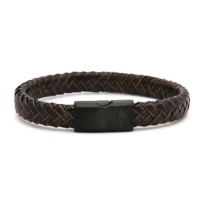 Leather Bracelet VICTORIAN Brown 10MM Black