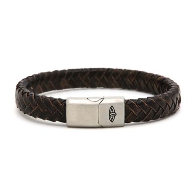 Leather Bracelet VICTORIAN Brown 10MM Silver