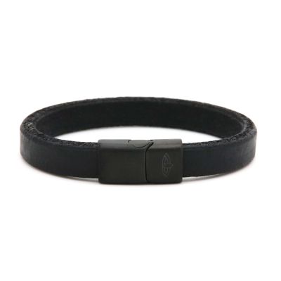 Leather Bracelet MAGNUS Black 10MM Black