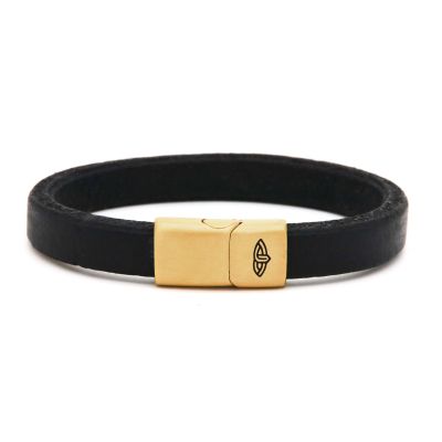 Leather Bracelet MAGNUS Black 10MM Gold