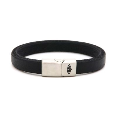 Leather Bracelet MAGNUS Black 10MM Silver