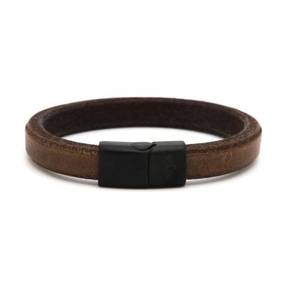 Leather Bracelet MAGNUS Brown 10MM Black