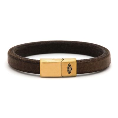 Leather Bracelet MAGNUS Brown 10MM Gold