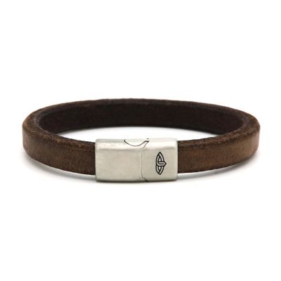 Leather Bracelet MAGNUS Brown 10MM Silver