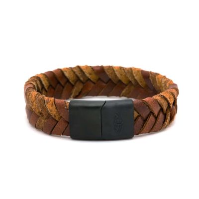 Leather Bracelet CEASAR Cognac 15MM Black