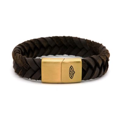 Leather Bracelet CEASAR Brown 15MM Gold