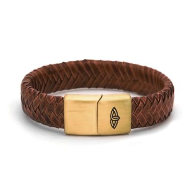 Leather Bracelet GLORY Cognac 15MM Gold