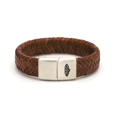 Leather Bracelet GLORY Cognac 15MM Silver