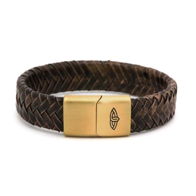 Leather Bracelet GLORY Brown 15MM Gold