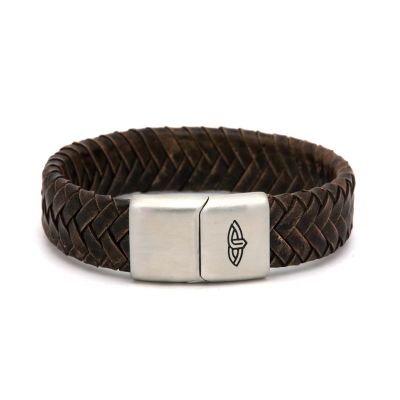 Leather Bracelet GLORY Brown 15MM Silver