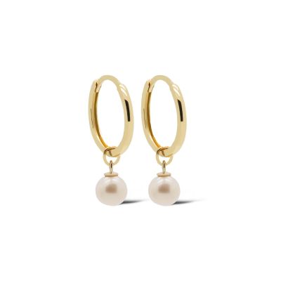 14 KARAAT GOUDEN Parel Oorringen PERLE 12MM