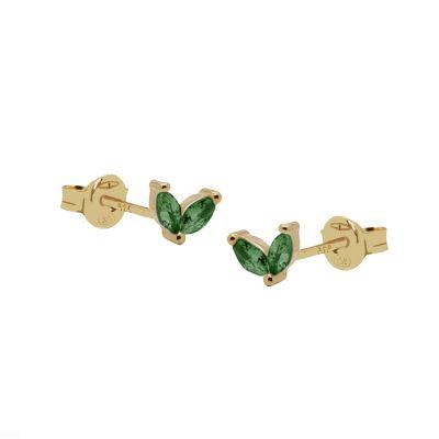 Karma Zirconia Symbols Double EMERALD Green Leaf