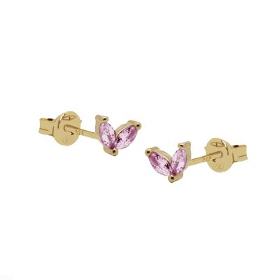 Pink Double Leafs Earstuds | KARMA Jewelry