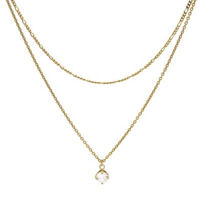Double Necklace Figaro Single Zirconia