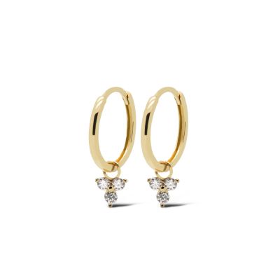  14 KARAAT GOUDEN Drie blaadjes Zirconia Oorringen MEESY 12MM