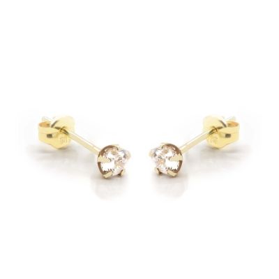  14 KARAAT GOUDEN Ronde Zirconia Oorstekers CILIA 3MM