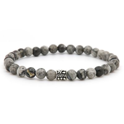 Silver Stone Silver Logo Bead 6MM