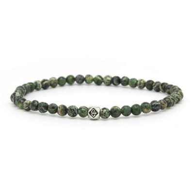 UNIVERSAL Green Silver Hexagon Bead 4MM