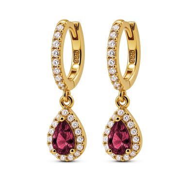 Hinged Hoops Harper Ruby Red