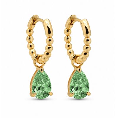 Hinged Hoops Anna Zirconia Ocean Green