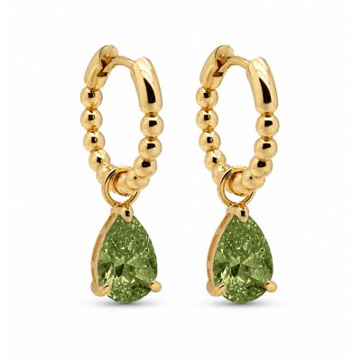 Hinged Hoops Zirconia ANNA Olive Green