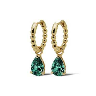 Hinged Hoops Zirconia Anna Teal Blue