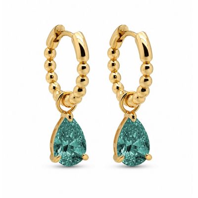 Hinged Hoops Zirconia Anna Teal Blue