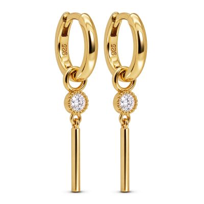 Hinged Hoops Basil Zirconia Tube