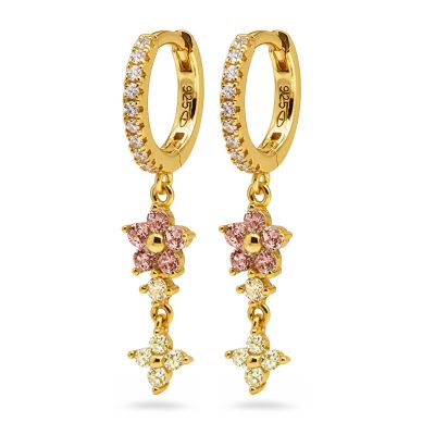 Hinged Hoops Olivia Zirconia Flower Wine Red