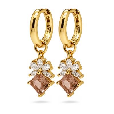 Hinged Hoops Nola Zirconia Caramel
