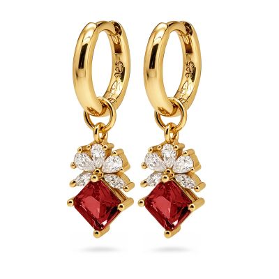 Hinged Hoops Nola Zirconia Vampire Red 