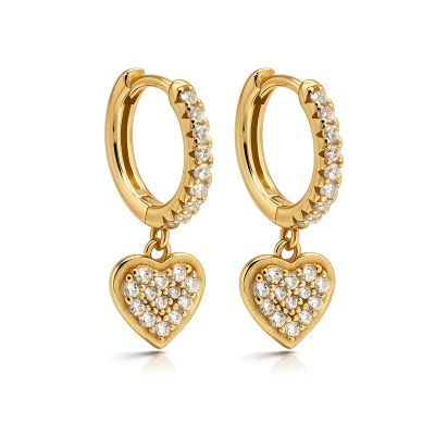 Hinged Hoops Zirconia Heart