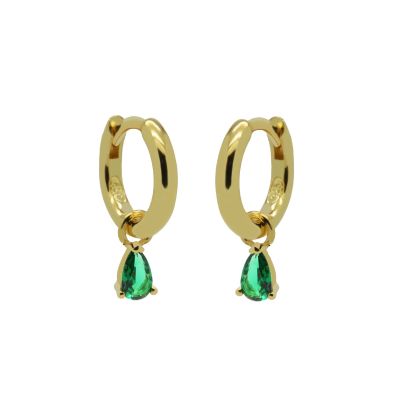 Hinged Hoops Symbols Hanging Drop Emerald Green
