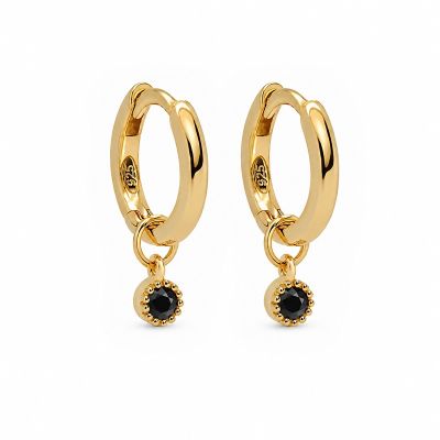 Hinged Hoops Symbols Dotty Zirconia Black